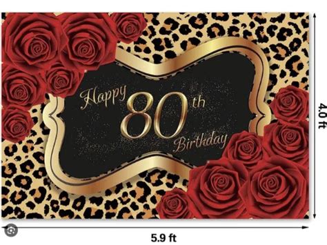 Happy 80th Birthday Banner Tablecloth Party Decorations Red Large 14
