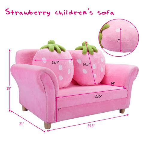 Tobbi Childrens Couch Kids Sofa With 2 Lovely Pillows Solid Wood