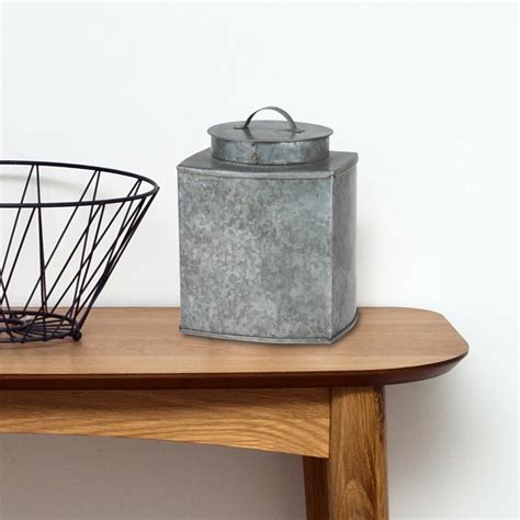 Stonebriar Square Galvanized Metal Container With Lid Sb 5738a The