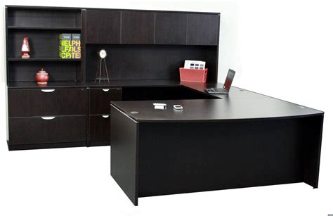 Dark Walnut U Shaped Desk With Hutch And Storage Express Laminate By