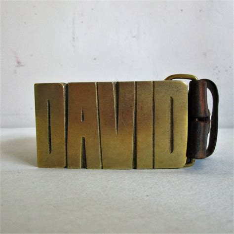 Vintage David 70s Brass Belt Buckle Gold Name Solid Brass Accessory W