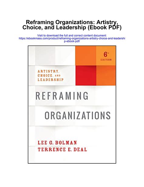 Reframing Organizations Artistry Choice And Leadership Ebook Pdf By