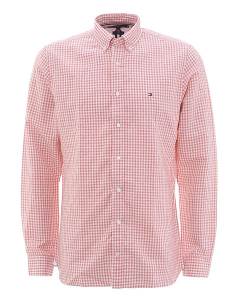 Tommy Hilfiger Mens Pink Gingham Check Cotton Shirt