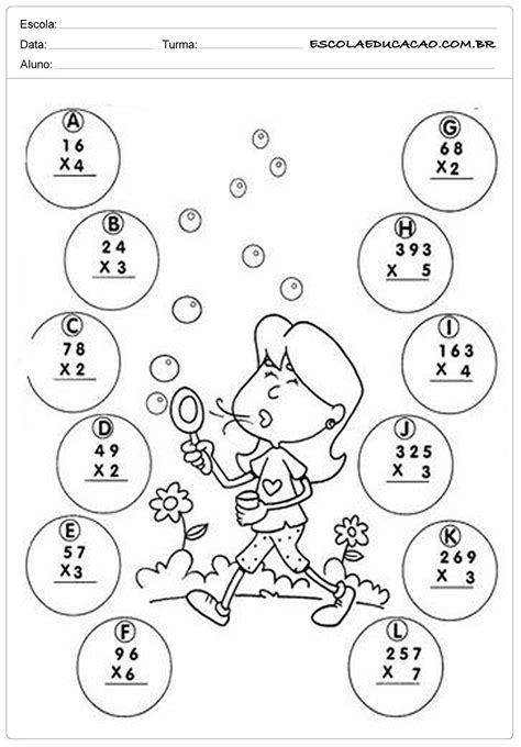 Atividades De Multiplicação Para 5 Ano