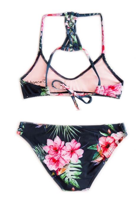 Chance Loves Swim Tropical Bay 2 Piece Floral Bikini Set Girls Size 10