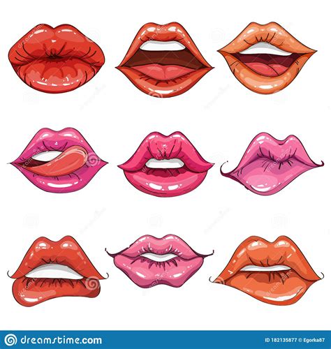 Female Lips Set On Sweet Passion Stock Vector Illustration Of Mouth Beauty 182135877