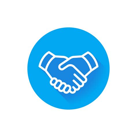 Handshake Line Icon Deal Partnership Round Flat Blue Icon On White