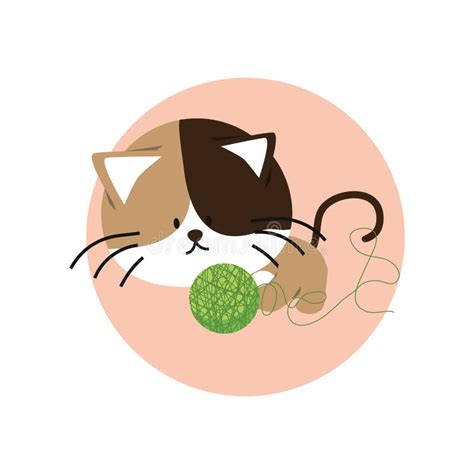Cat Playing With Ball Vector Illustration Decorative Background Design