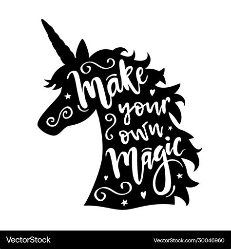 Unicorn Head Silhouette With Make Your Own Magic Vector Image