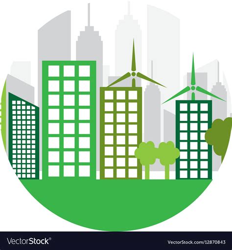 Green City Ecology Buildings Royalty Free Vector Image