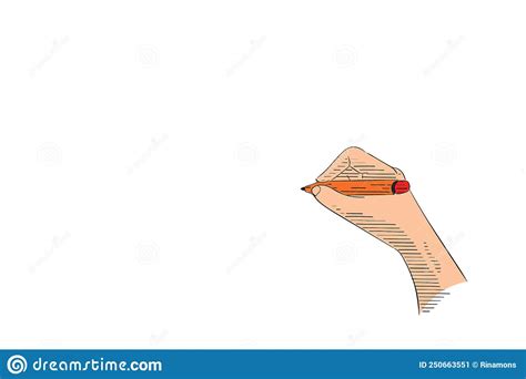 Hand Drawn Of A Hand Holding Pen Sketch Design Illustration Stock