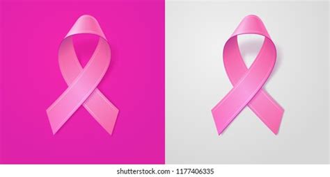 Realistic Pink Blue Ribbon Over Transparent Stock Vector Royalty Free