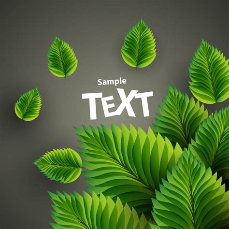 Green Leaves On Grey Background With Sample Text