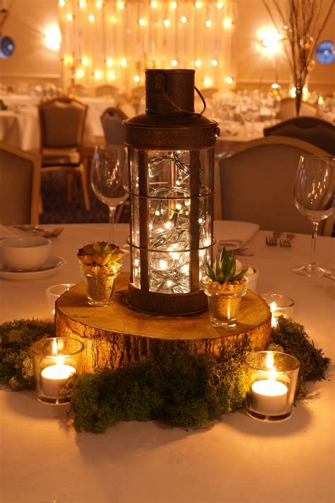Wedding dresses of the victorian era had a fitted bodice and small waist that fell over hoops. Woodland wedding themed table centres- Wooden slice table ...