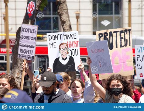 participants at the womenâ€™s rights protest after scotus leak in san francisco ca editorial