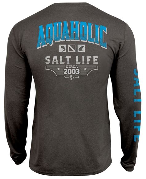 Salt Life Mens Aquaholic Icons Upf Performance Graphic Long Sleeve T
