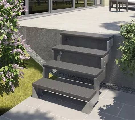 Galvanized Steel Outdoor Staircase With Anthracite TRIMAX Composite