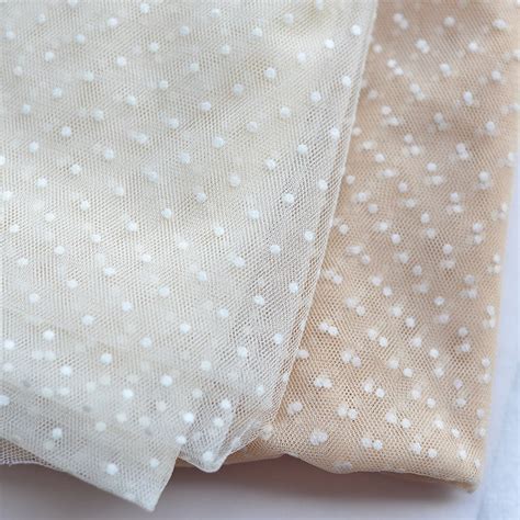 Nude Tulle Lace Fabric With Velvet Polka Dots Etsy