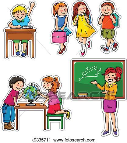 Set di facce da bambini dei cartoni animati. Clipart - bambini scuola k9335711 - Cerca Clipart ...
