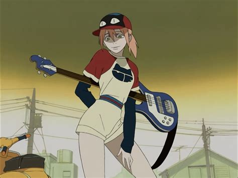 Haruko In Relaxed Pose Holding Her Bass Ready For Baseball Flcl