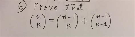 Solved Prove That N K N 1 K N 1 K 1