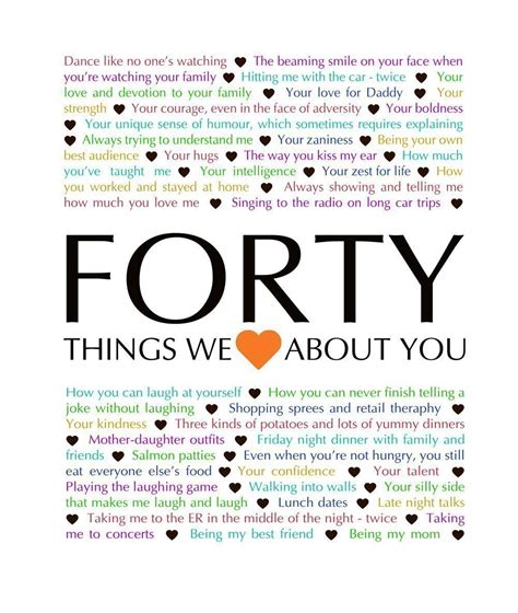 40 Things We Love About You Download Birthday Or Anniversary T