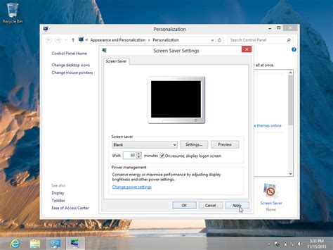 Windows 8 Screen Saver Settings