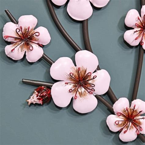 Pink Blossoms Metal Wall Art Black Country Metalworks