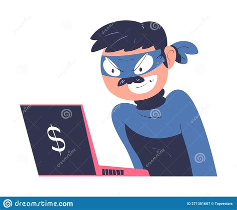 Masked Cyber Thief Hacking Computer And Stealing Data Cyber Security