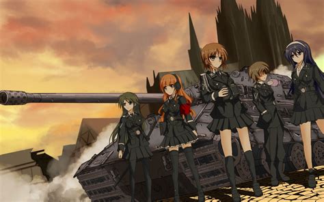 Wallpaper Anime Girls Vehicle Soldier Tank Military Girls Und