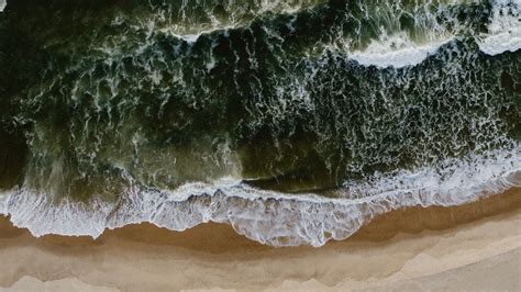 Download Wallpaper 1920x1080 Sea Waves Aerial View Beach Surf Full