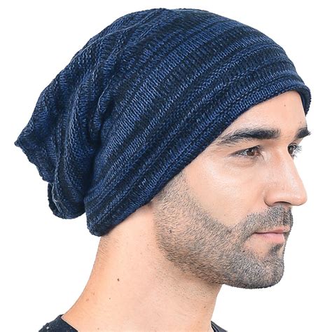 Hisshe Winter Mens Classic Slouchy Knitted Beanie Casual Striped