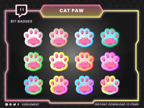 Cat Paw Bit Badges Twitch Bit Badges Twitch Sub Badges Twitch Badges