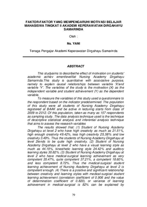 (PDF) FAKTORFAKTOR YANG MEMPENGARUHI MOTIVASI BELAJAR MAHASISWA