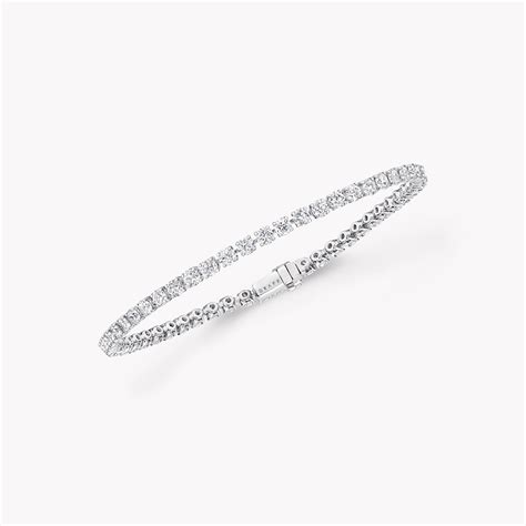 Round Diamond Slim Bracelet, White Gold en 2023 | Bracelet en diamant