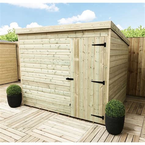 7 X 6 Windowless Pressure Treated Tongue And Groove Pent Shed With