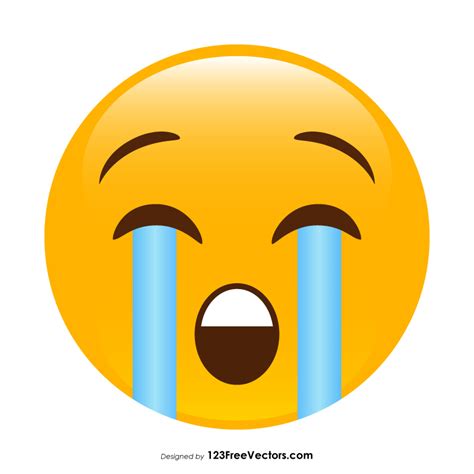 Loudly Crying Face Emoji Vector Free