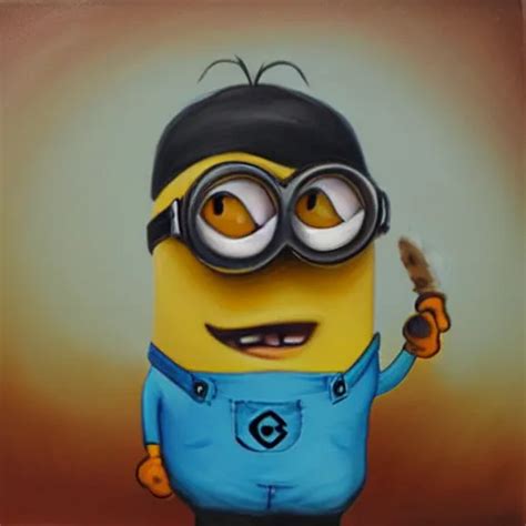 Minion Smoking A Cigar Oil Painting Stable Diffusion Openart
