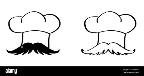 Casquette De Chef Dessin E Avec Symbole Moustache Chapeau Ou Casquette De Chef Cuisinier Ou