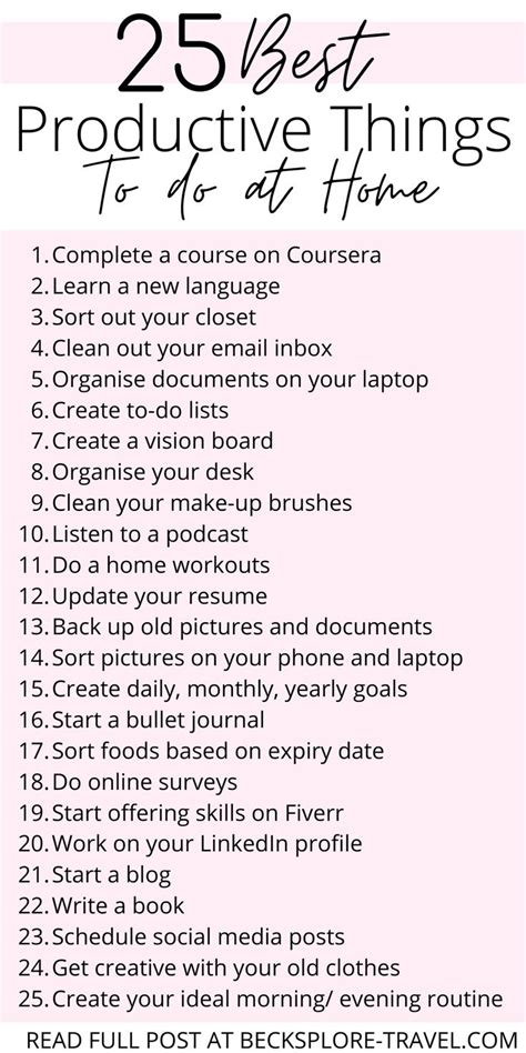 25 Productive Things To Do At Home Lifestyle Tips Productive Things