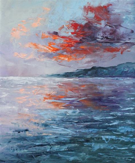 Sea Sunset Sky Painting Painting Abstract Artwork