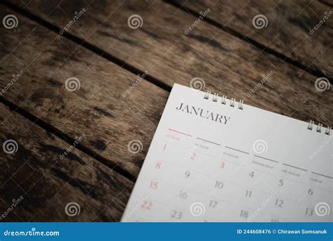 Blurred White Calendar On Wood Texture Stock Illustration