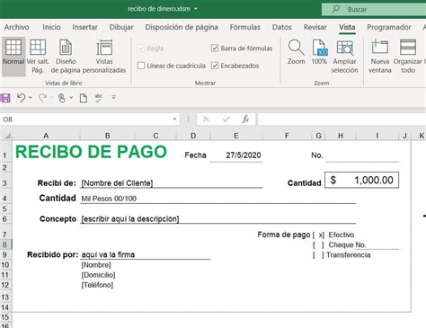 Formato De Recibo De Pago En Excel Siempre Excel