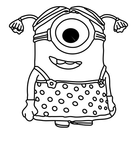 Minion Big Eye Girl Coloring Page Easy Minion Coloring