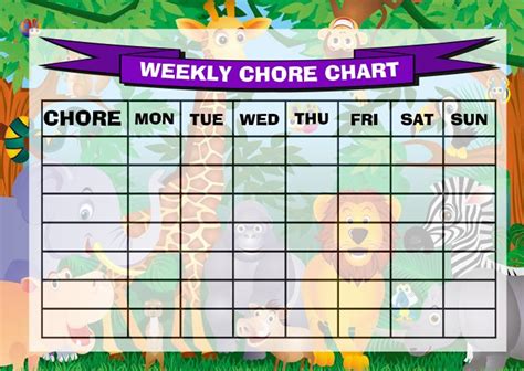 Animal Chore Chart Kids Chore Chart Printable Weekly Chore Chart Kids