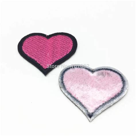 Buy 20pcs Pink Heart Embroidered Iron On Patches