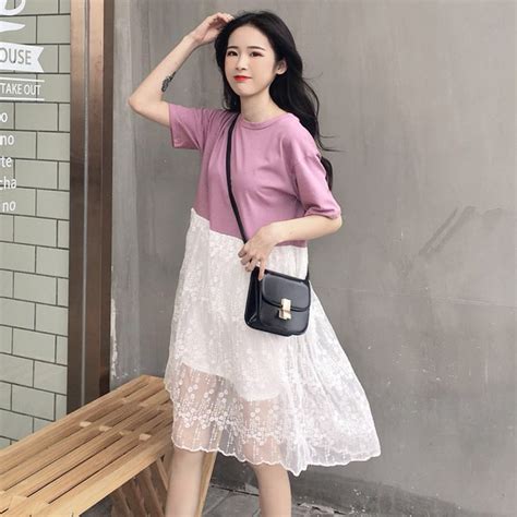 Mihoshop Ulzzang Korean Korea Women Fashion Clothing Summer Casual Preppy Round Neck Sweet Pink