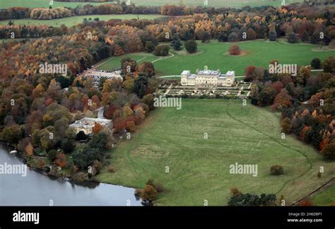 Aerial View Of Harewood House And Grounds Including Lake West Yorkshire