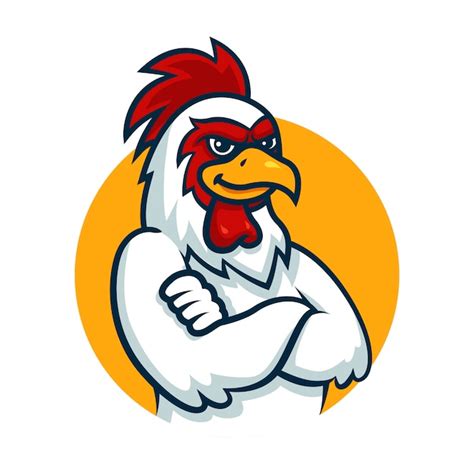 Chicken Mascot Cartoon Premium Vector