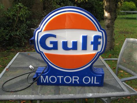 Gulf Motor Oil Double Sided Illuminated Sign 224aeo Auto History